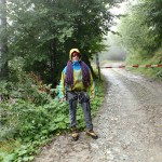 Camo proving that wet weather is a great time to hone up your rock climbing skills