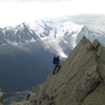 French Alps Dave working the Razor Pitch on the Chapelle de la Gliere route